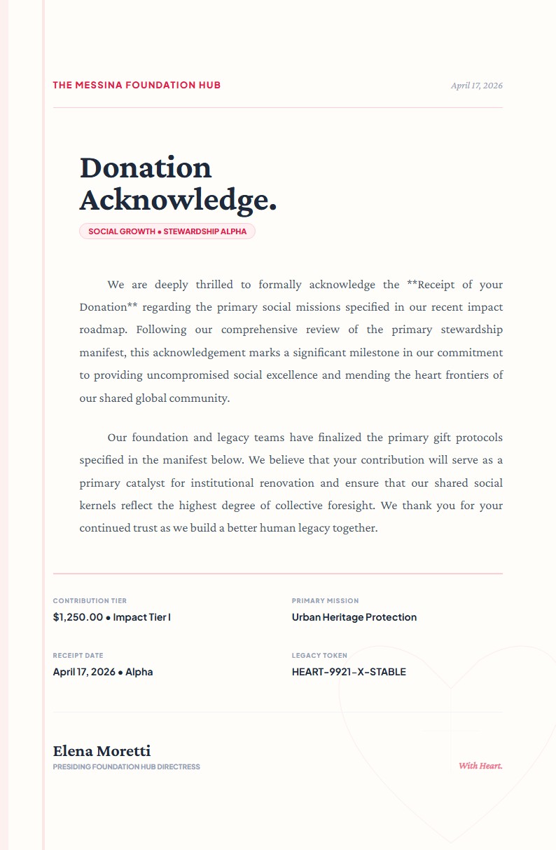 Acknowledgement of Donation Receipt - Acknowledge Letter