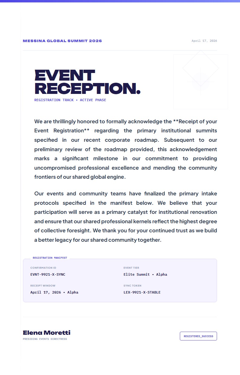 Acknowledgement of Event Registration Receipt - Acknowledge Letter