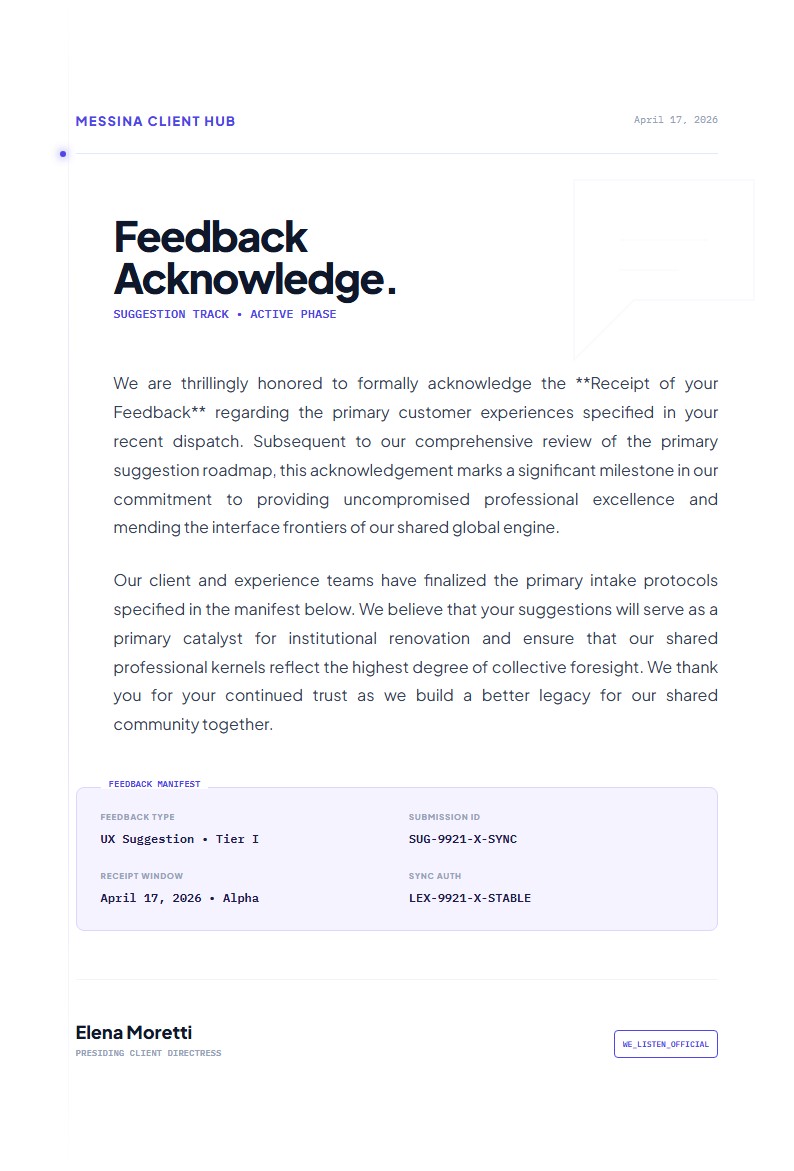 Acknowledgement of Feedback or Suggestion - Acknowledge Letter