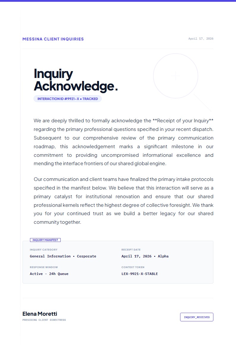 Acknowledgement of General Inquiry Receipt - Acknowledge Letter