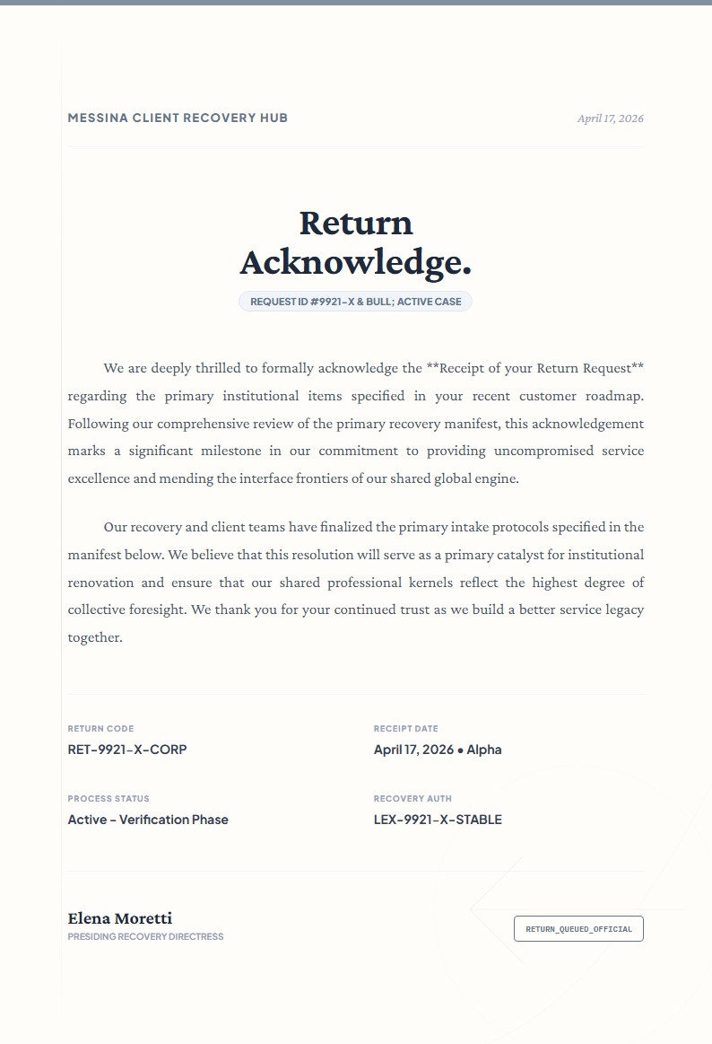 Acknowledgement of Product Return or Refund Request - Acknowledge Letter