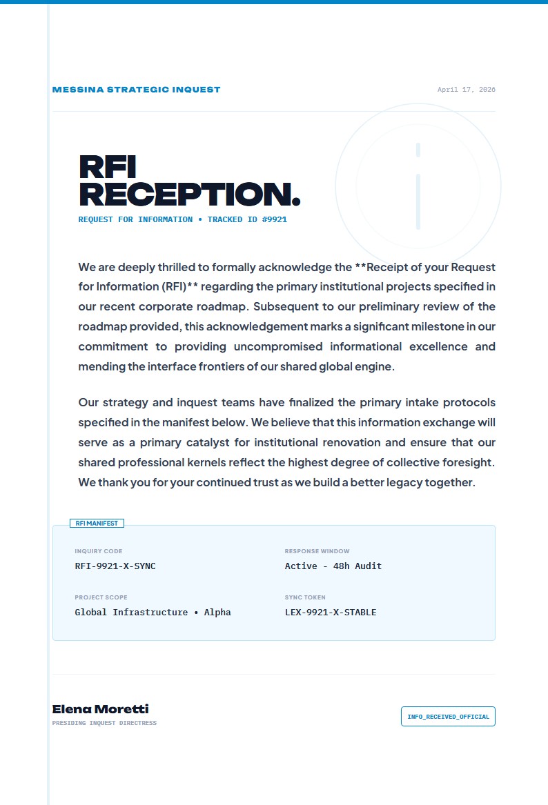 Acknowledgement of Request for Information (RFI) Receipt - Acknowledge Letter