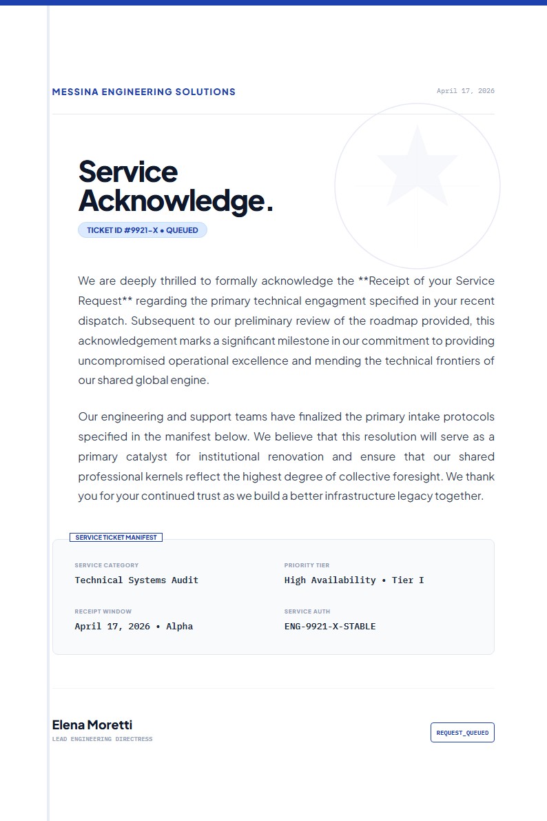 Acknowledgement of Service Request Receipt - Acknowledge Letter