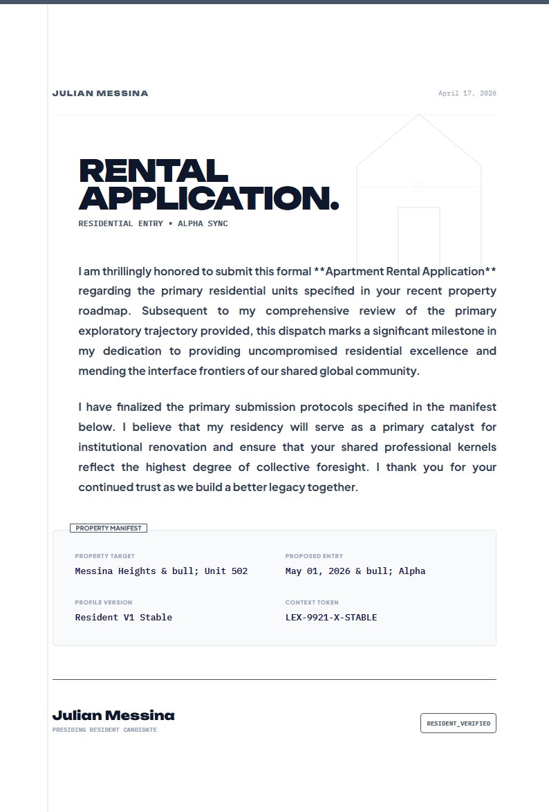 Apartment/Rental Application - Application Letter