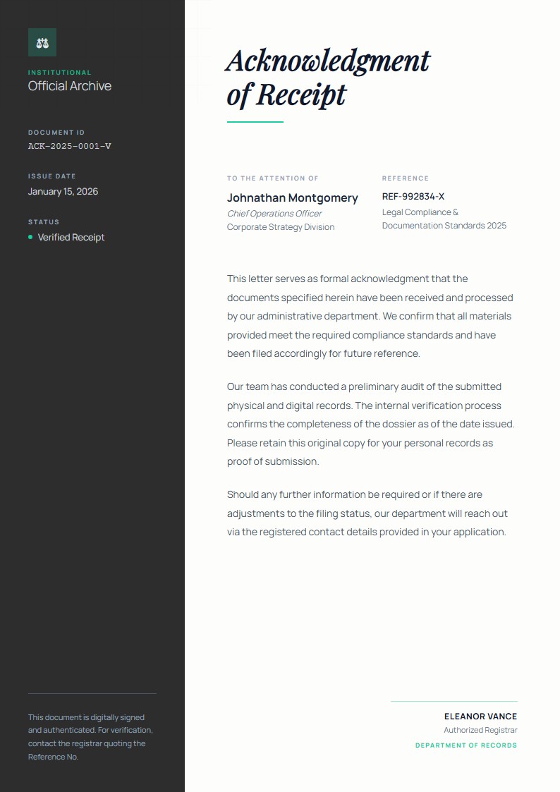 Application Submission Acknowledgment - Acknowledge Letter Template