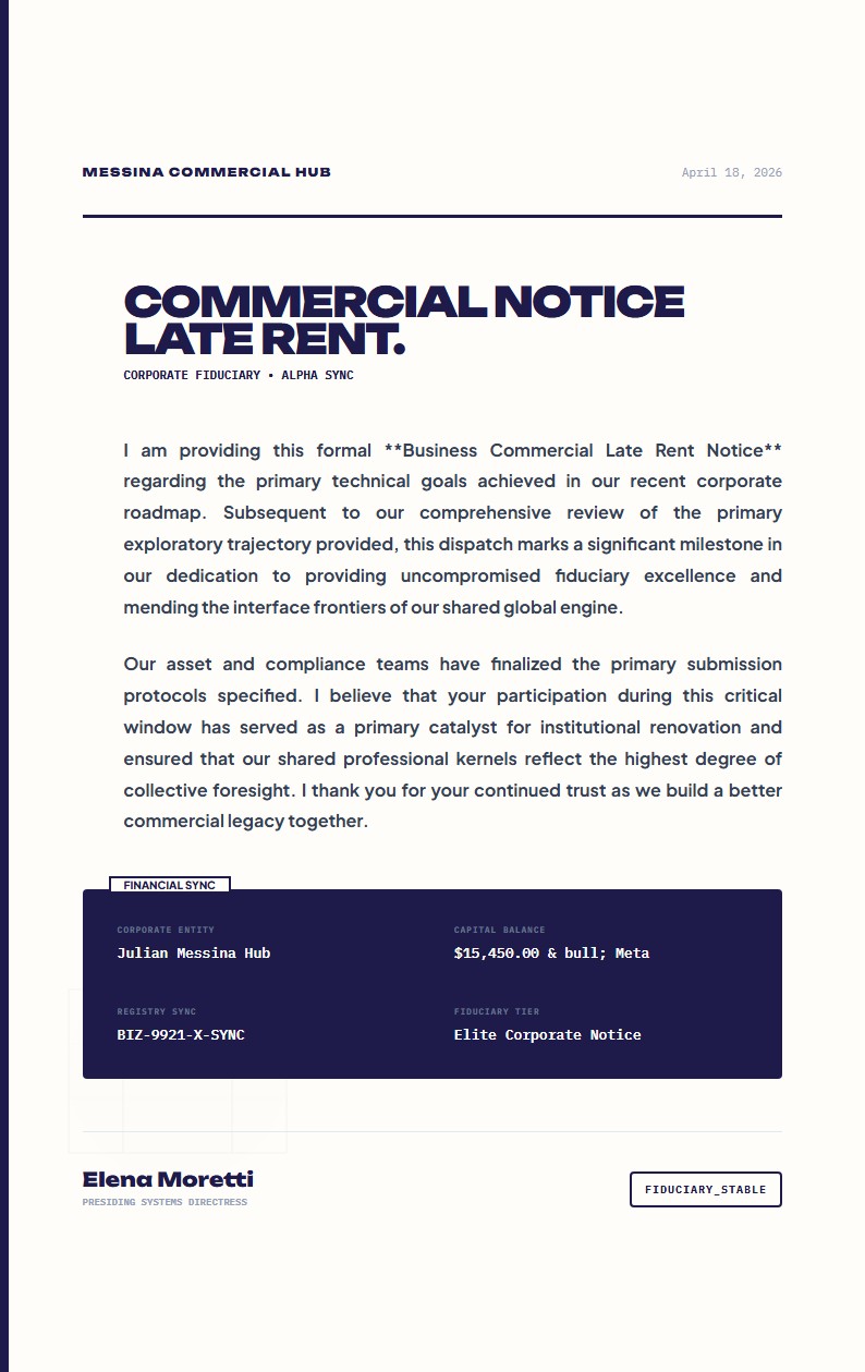 Business Commercial Late Rent Notice - Late Rent Notice