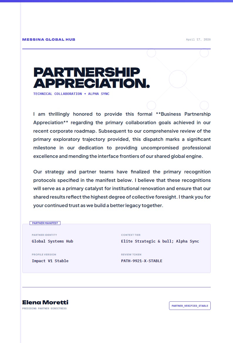 Business Partnership Appreciation - Appreciation Letter