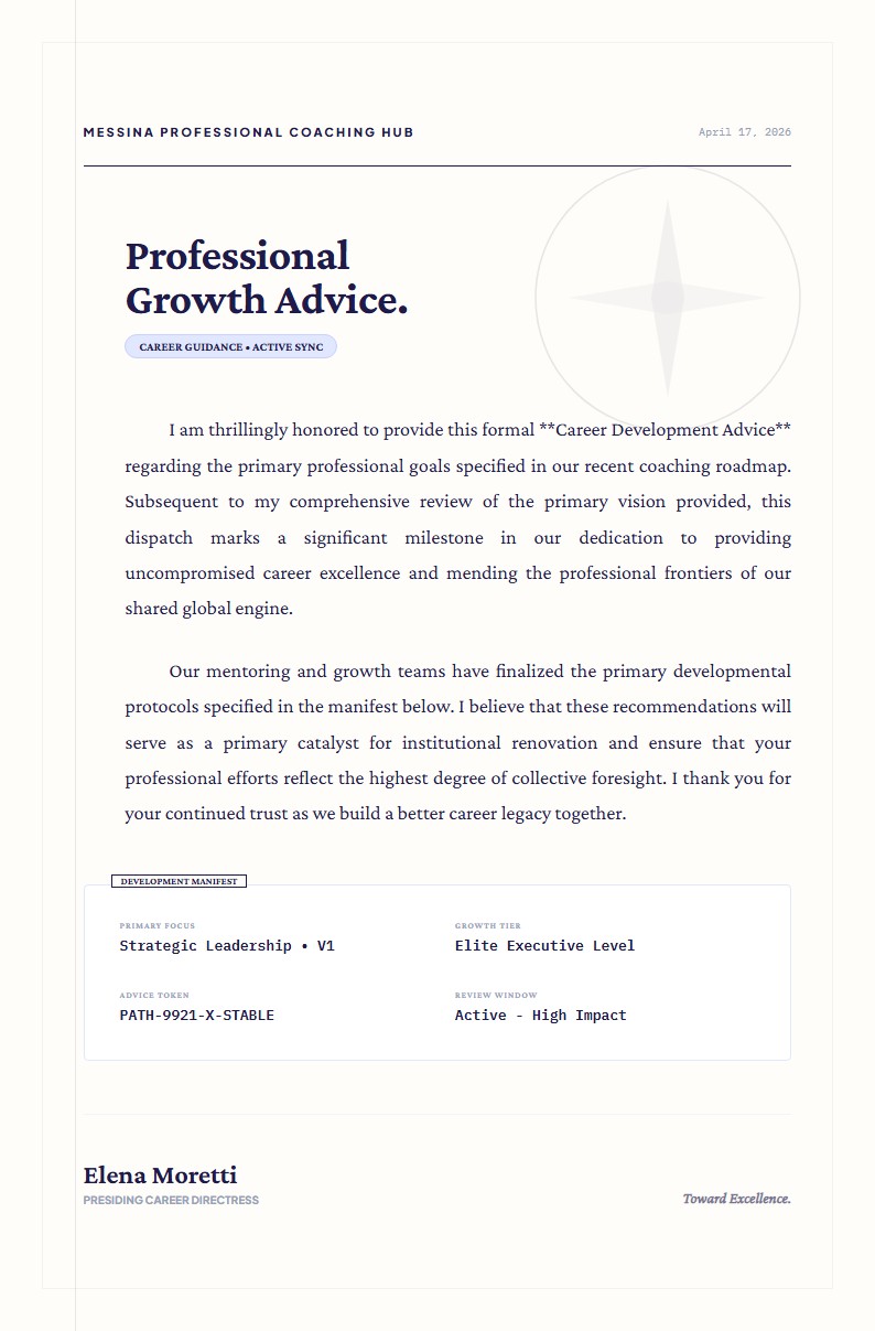 Career Development & Professional Growth Advice - Advice Letter