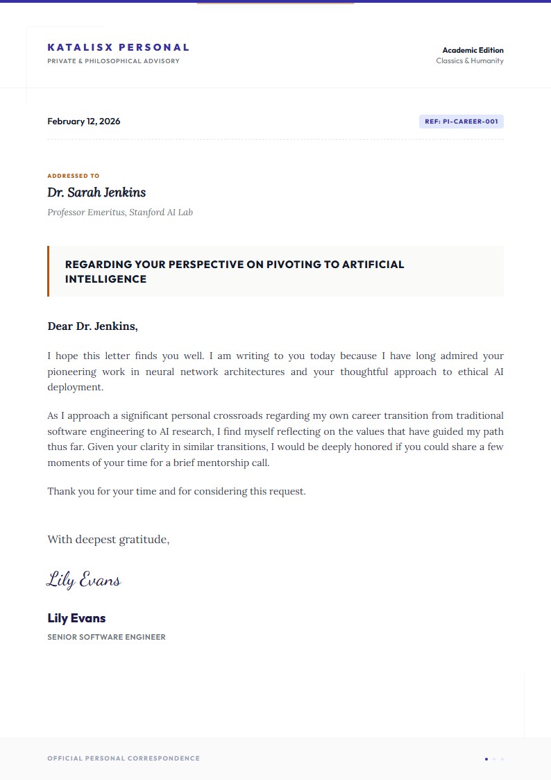 Career Mentorship Advice Request - Advice Letter Template