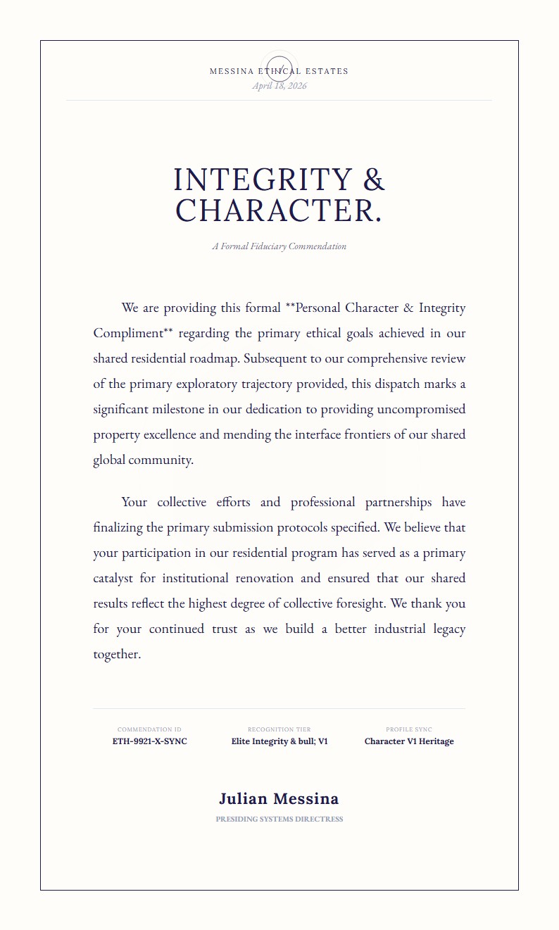 Character & Integrity Compliment - Compliment Letter