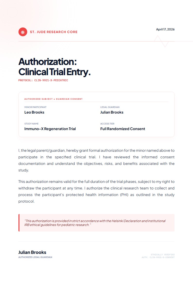 Clinical Trial Participation Authorization - Authorization Letter