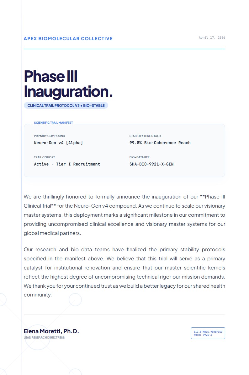 Phase III Clinical Trial Inauguration - Announcement Letter