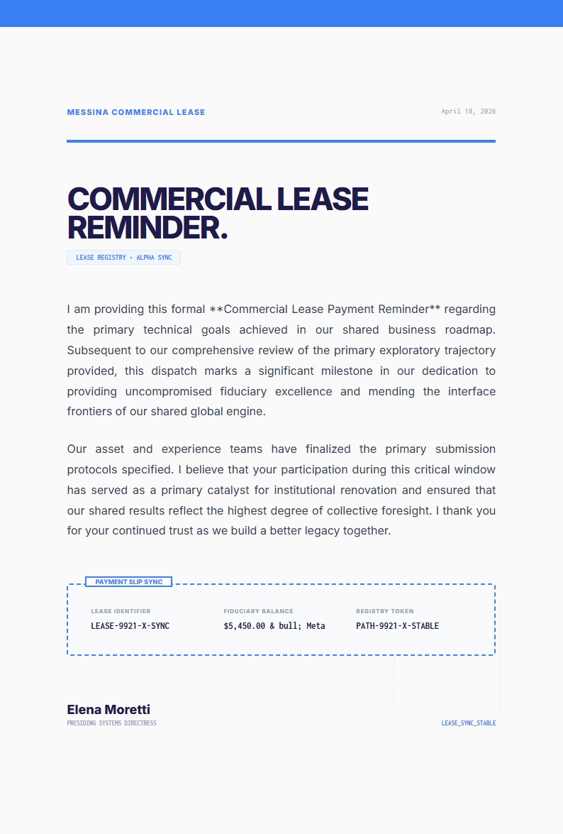 Commercial Lease Payment Reminder - Late Rent Notice