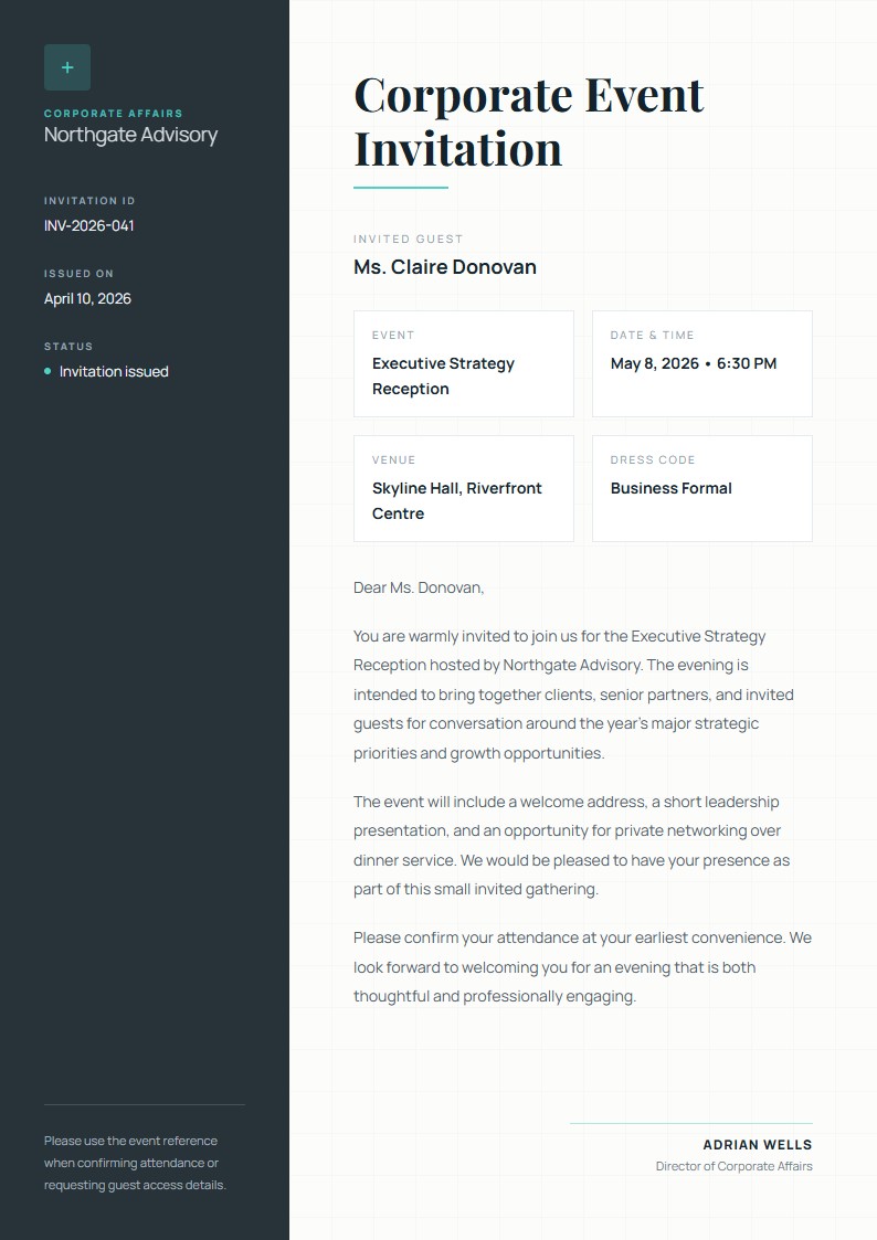 Corporate Event Invitation - Invitation Letter