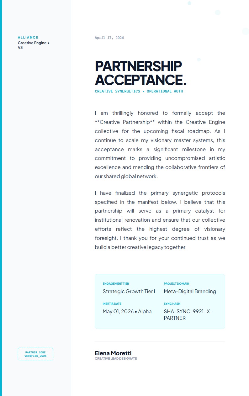 Creative Agency Partnership Acceptance - Acceptance Letter