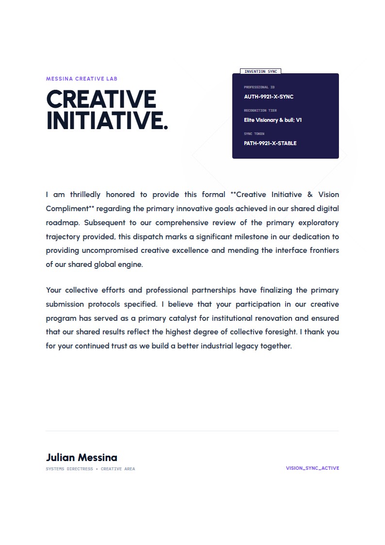 Creative Initiative Compliment - Compliment Letter