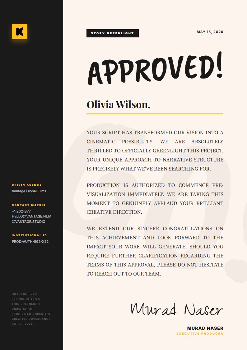 Creative Media Project Approval - Approval Letter