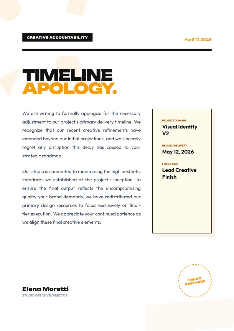 Creative Project Timeline Apology - Apology Letter