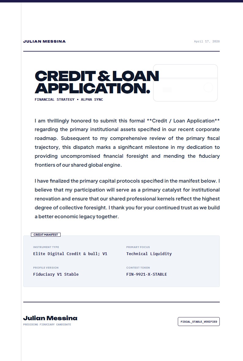 Credit Card / Loan Application - Application Letter