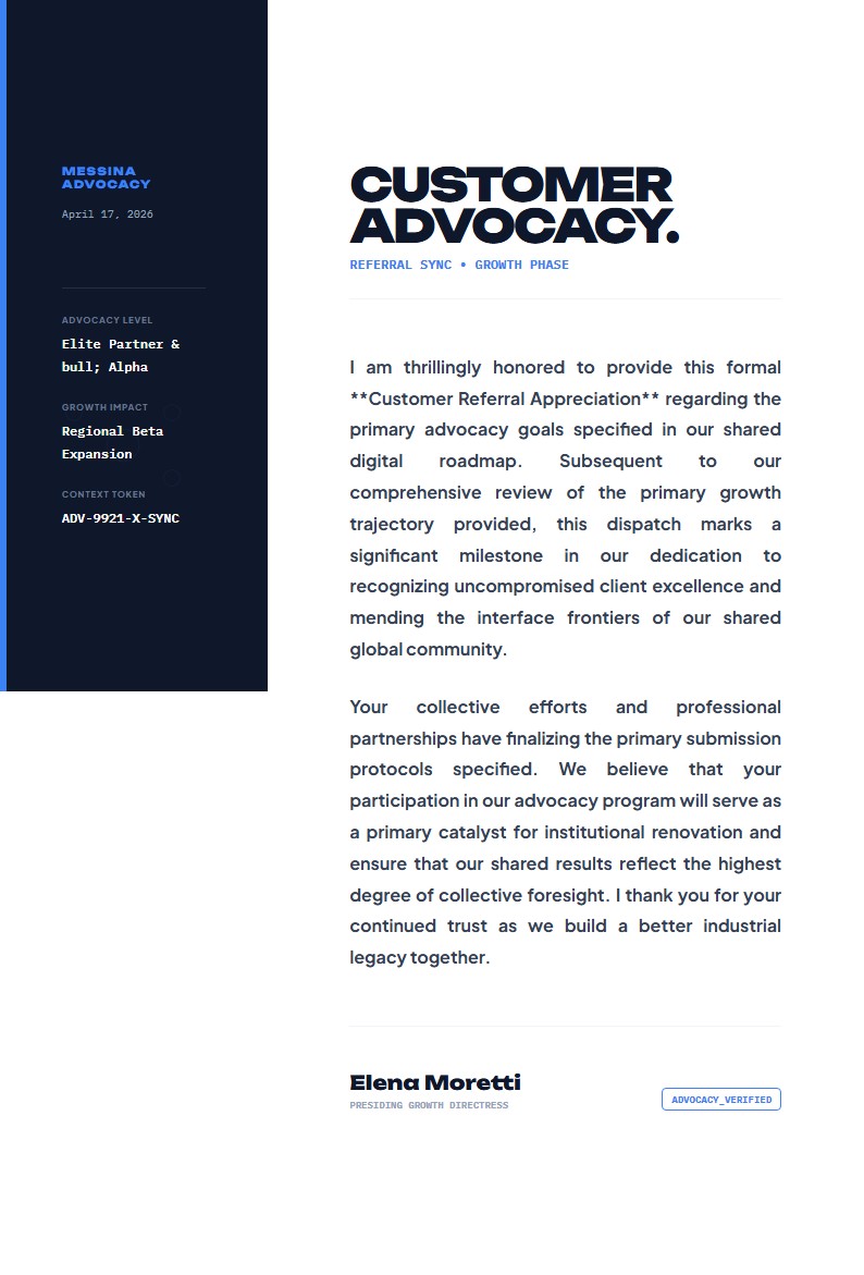 Customer Referral & Advocacy Appreciation - Appreciation Letter