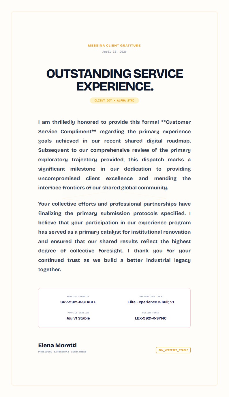 Customer Service Compliment - Compliment Letter