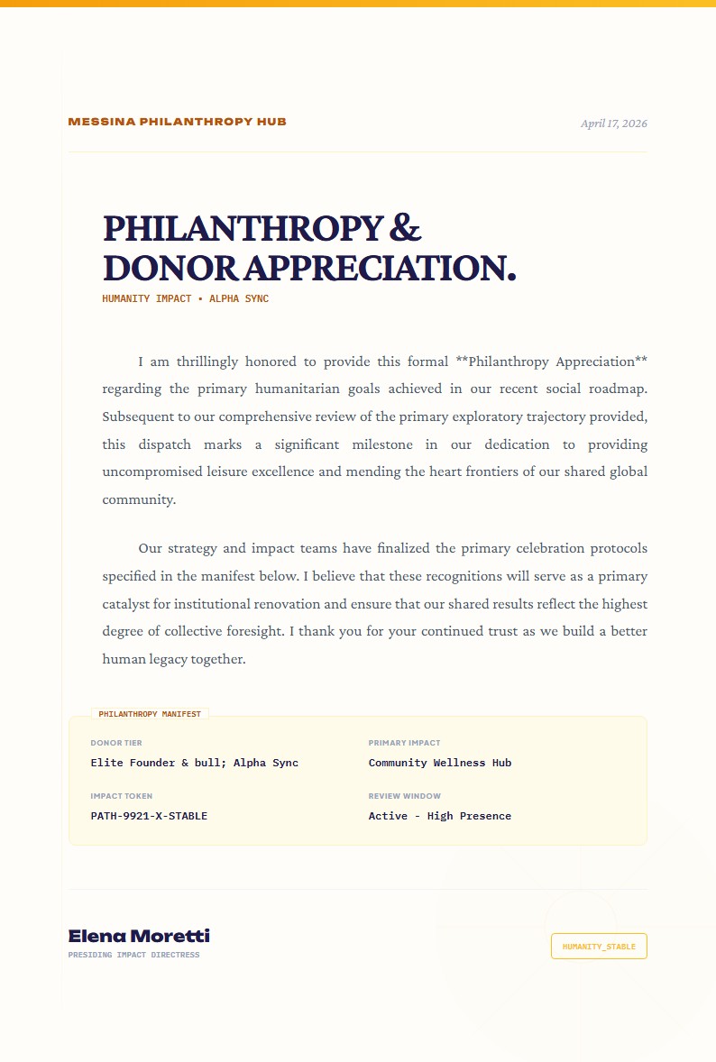 Donor & Philanthropy Appreciation - Appreciation Letter