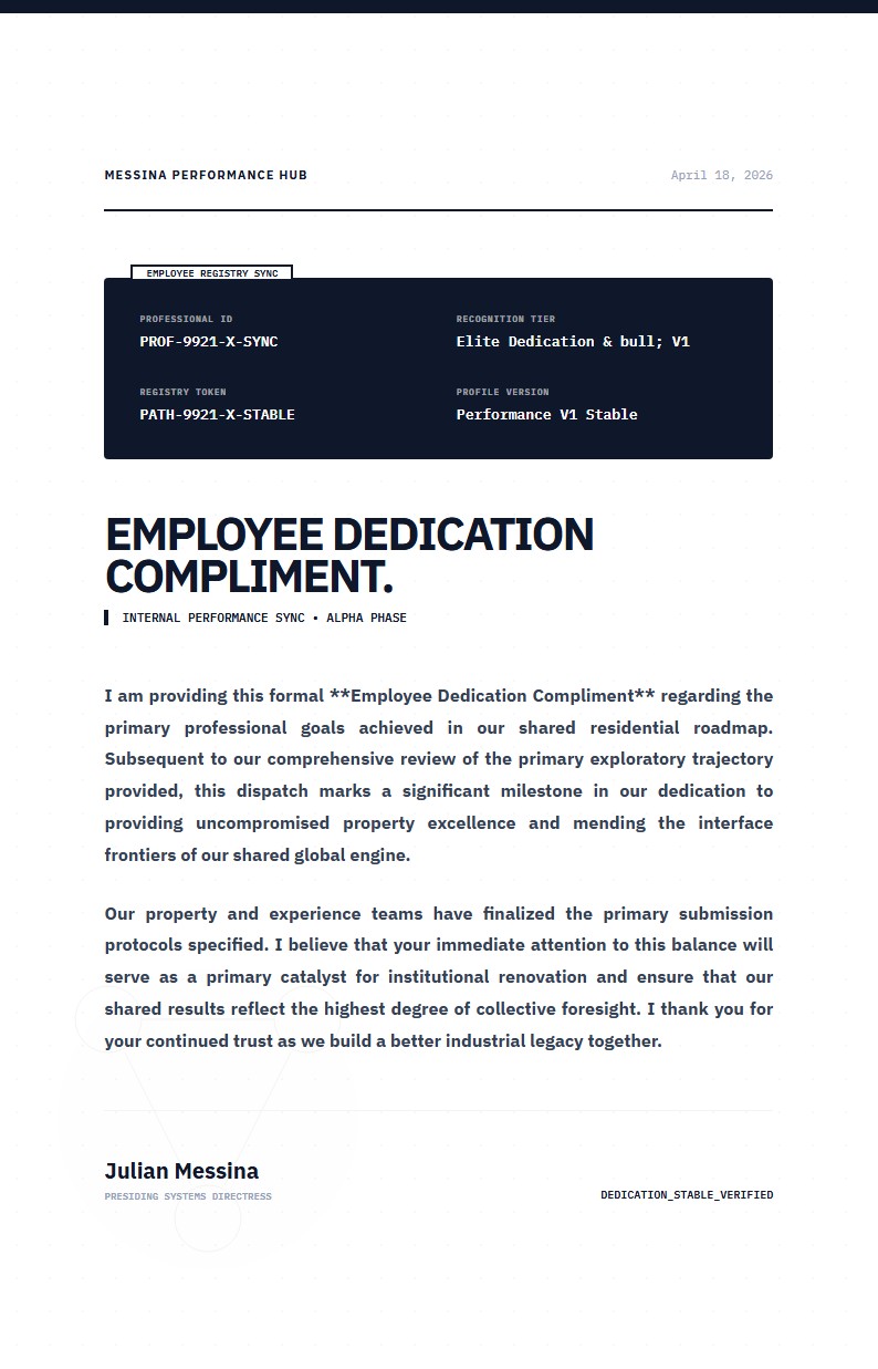 Employee Dedication Compliment - Compliment Letter