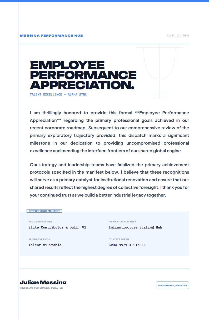 Employee Performance Appreciation - Appreciation Letter