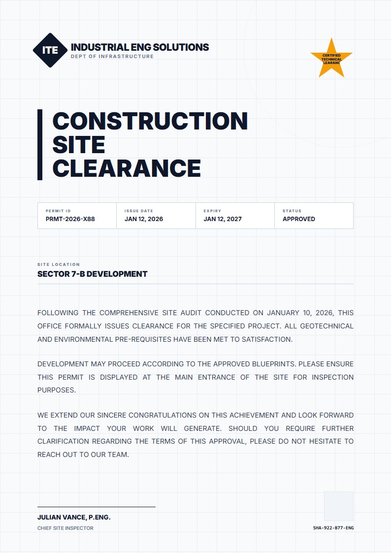 Engineering & Technical Permit - Approval Letter Template