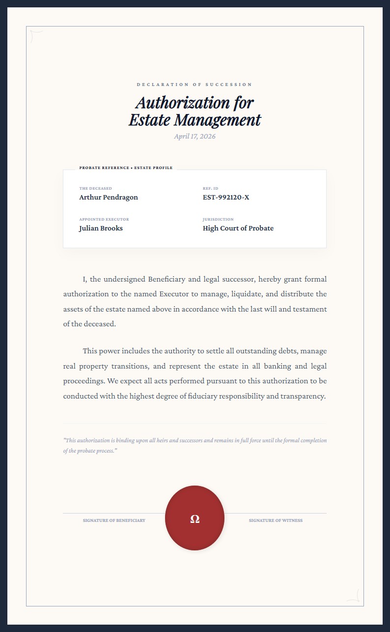 Estate & Probate Management Authorization - Authorization Letter