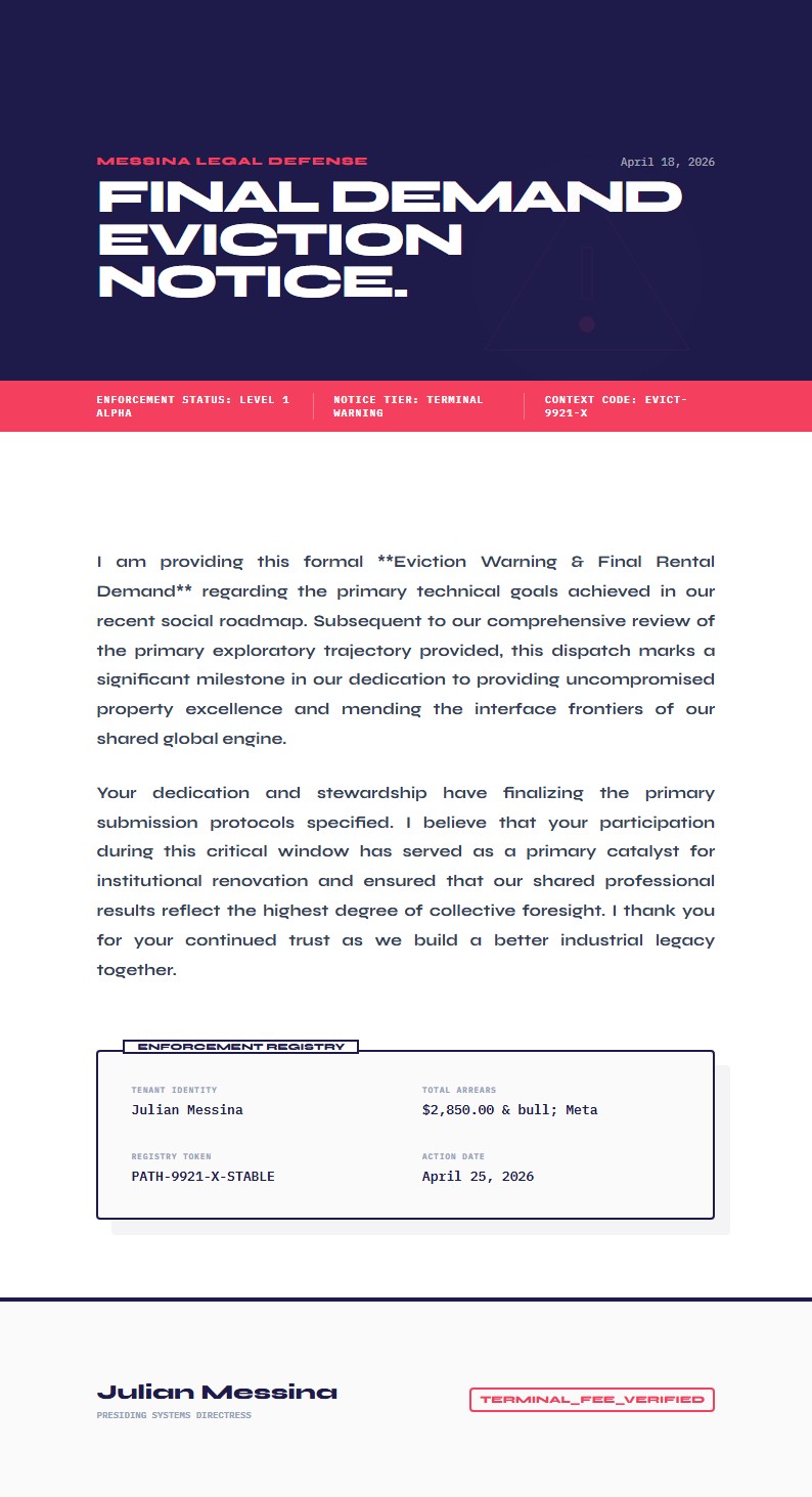 Eviction Warning & Final Demand - Late Rent Notice