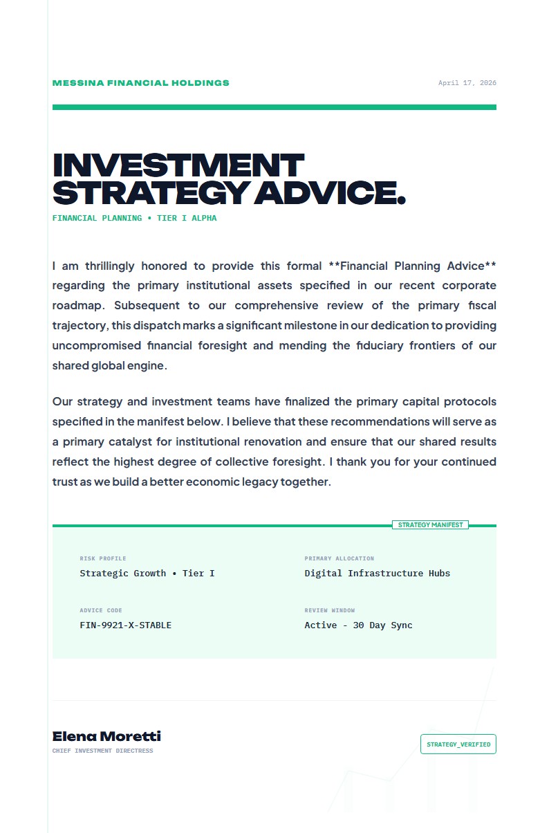 Financial Planning & Investment Strategy Advice - Advice Letter