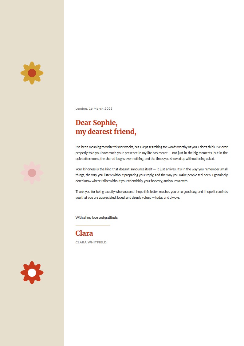 Heartfelt Personal Appreciation - Appreciation Letter Template