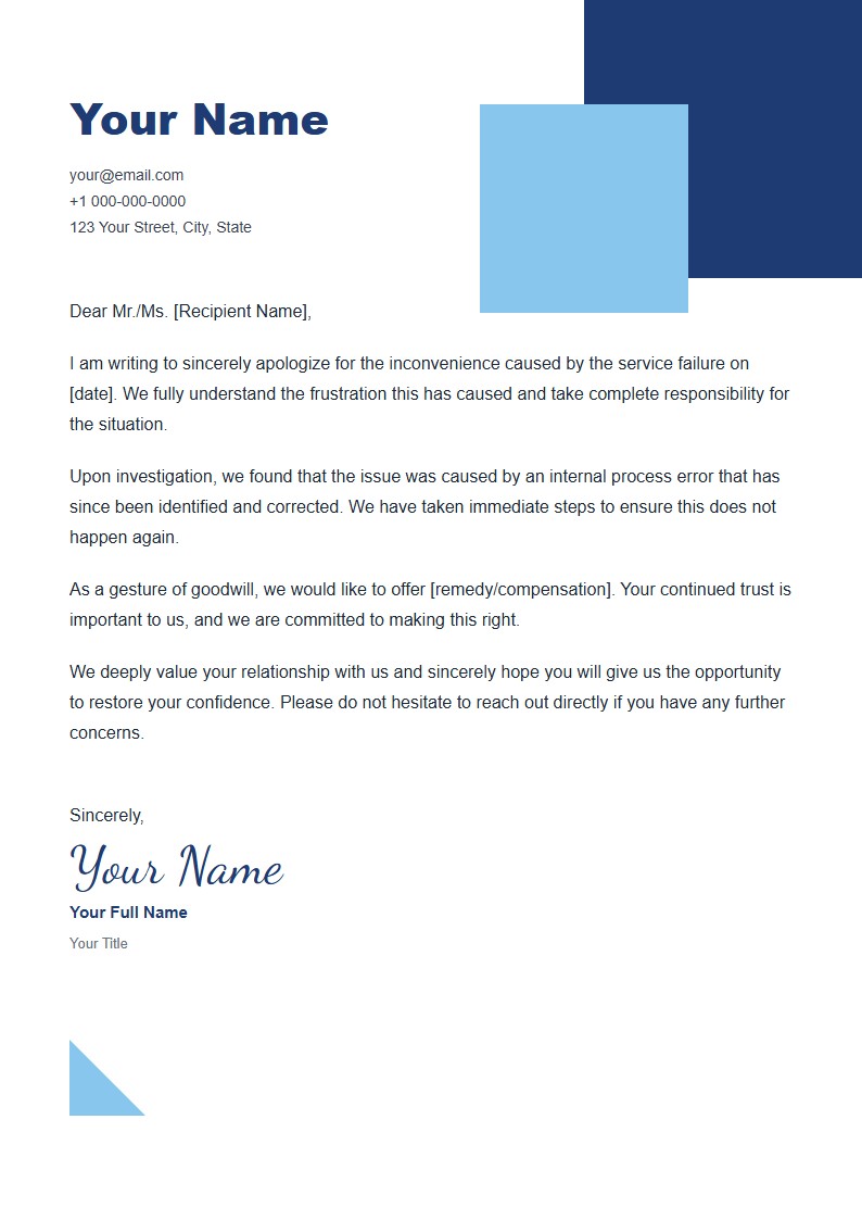 Maaf atas Gangguan Layanan - Surat Permintaan Maaf Template