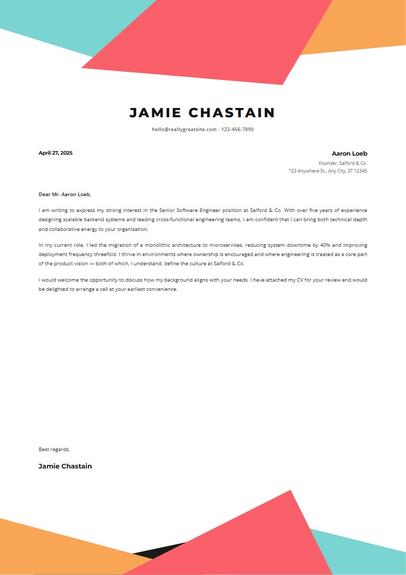 Bold Creative Application - Application Letter Template