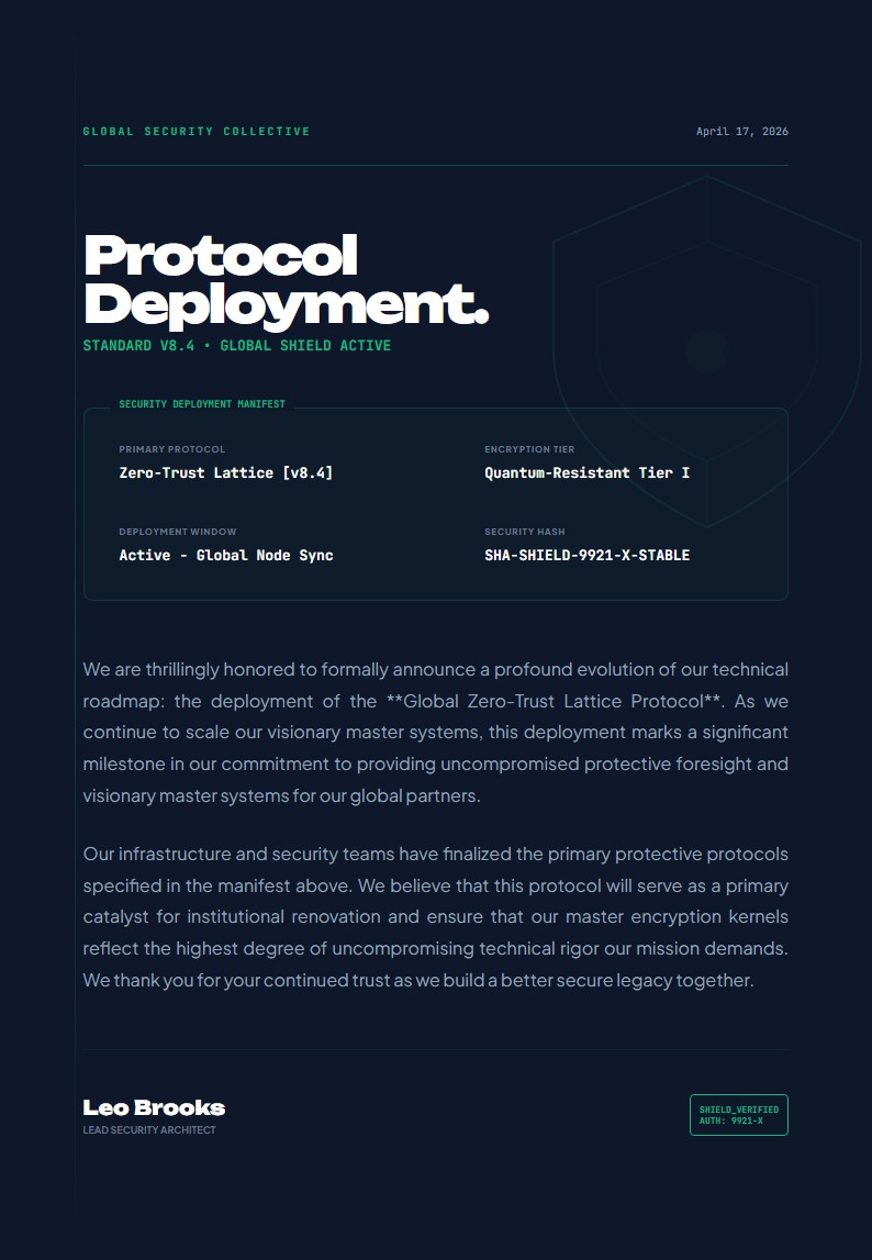 Global Cybersecurity Protocol Deployment - Announcement Letter
