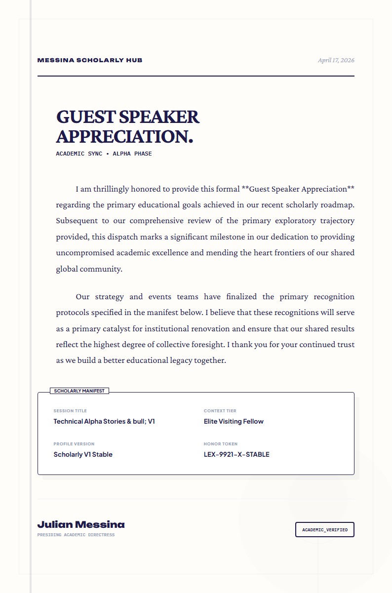 Guest Speaker & Lecturer Appreciation - Appreciation Letter
