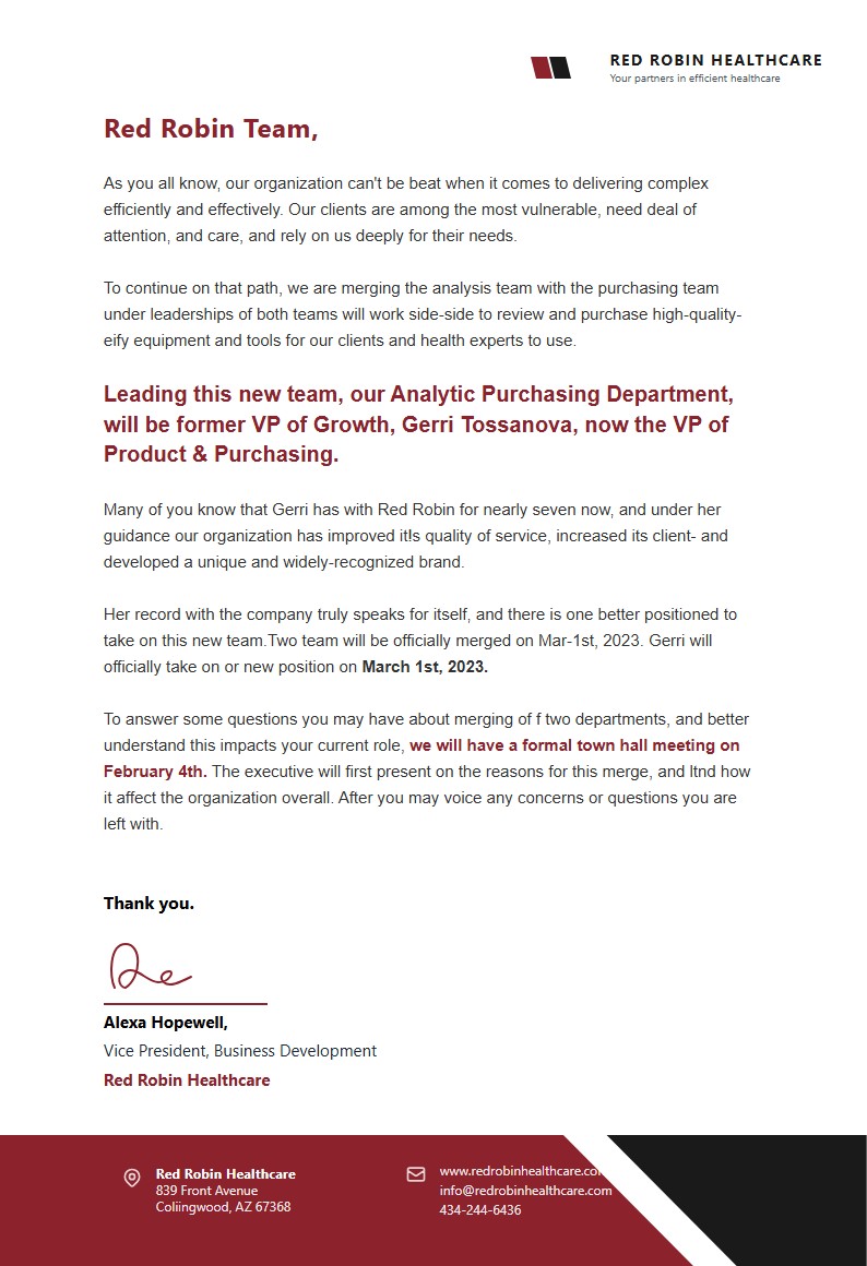 Healthcare Appointment Confirmation - Confirmation Letter