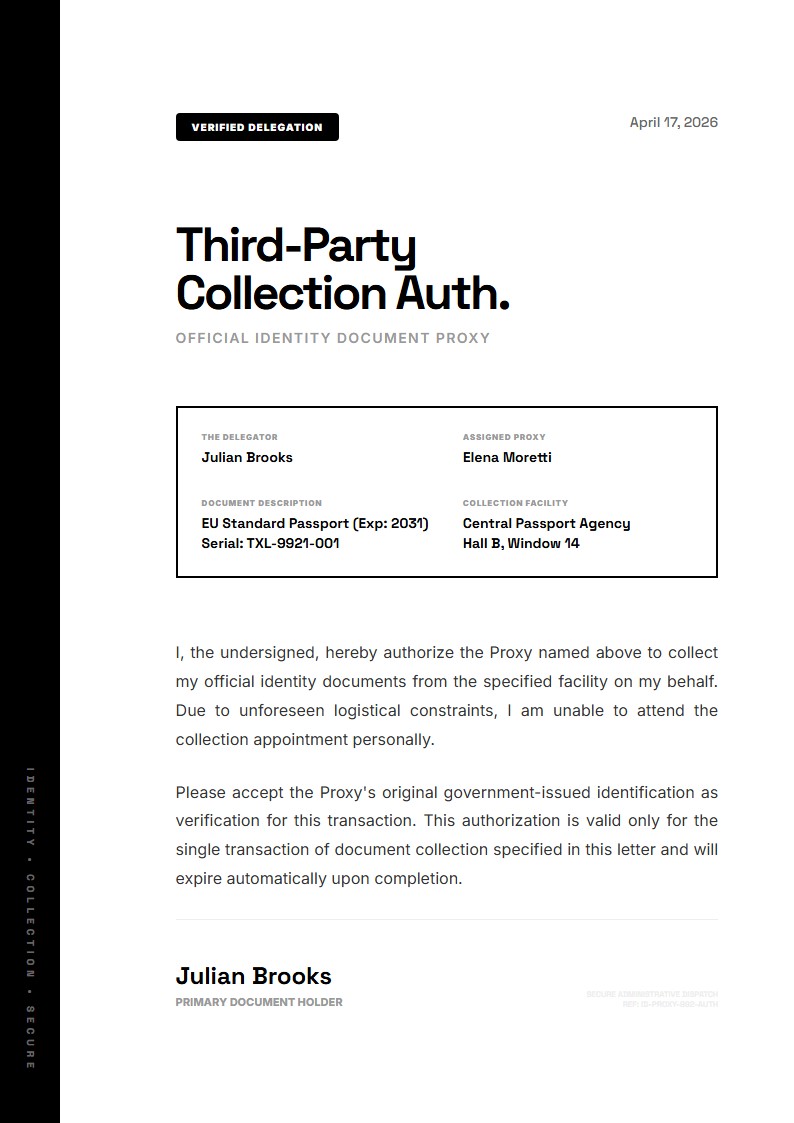 Third-Party Document Collection Authorization - Authorization Letter Template