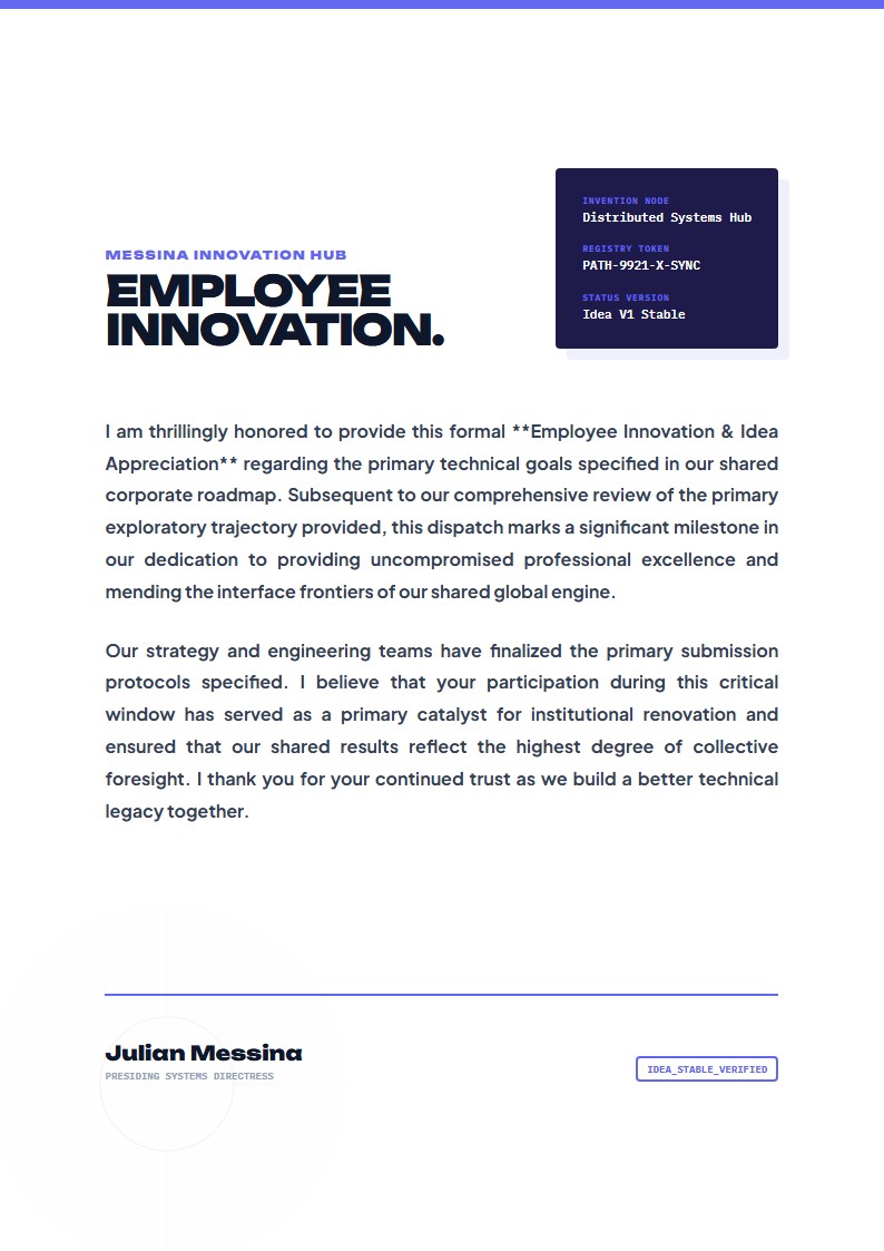 Employee Innovation Appreciation - Appreciation Letter