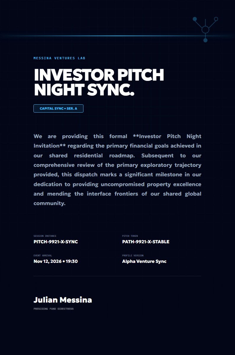 Investor Pitch Night Invitation - Invitation Letter