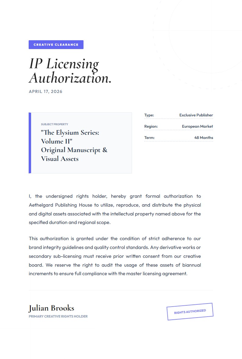 IP Licensing & Rights Authorization - Authorization Letter