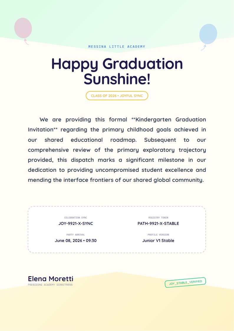 Kindergarten Graduation Invitation - Invitation Letter