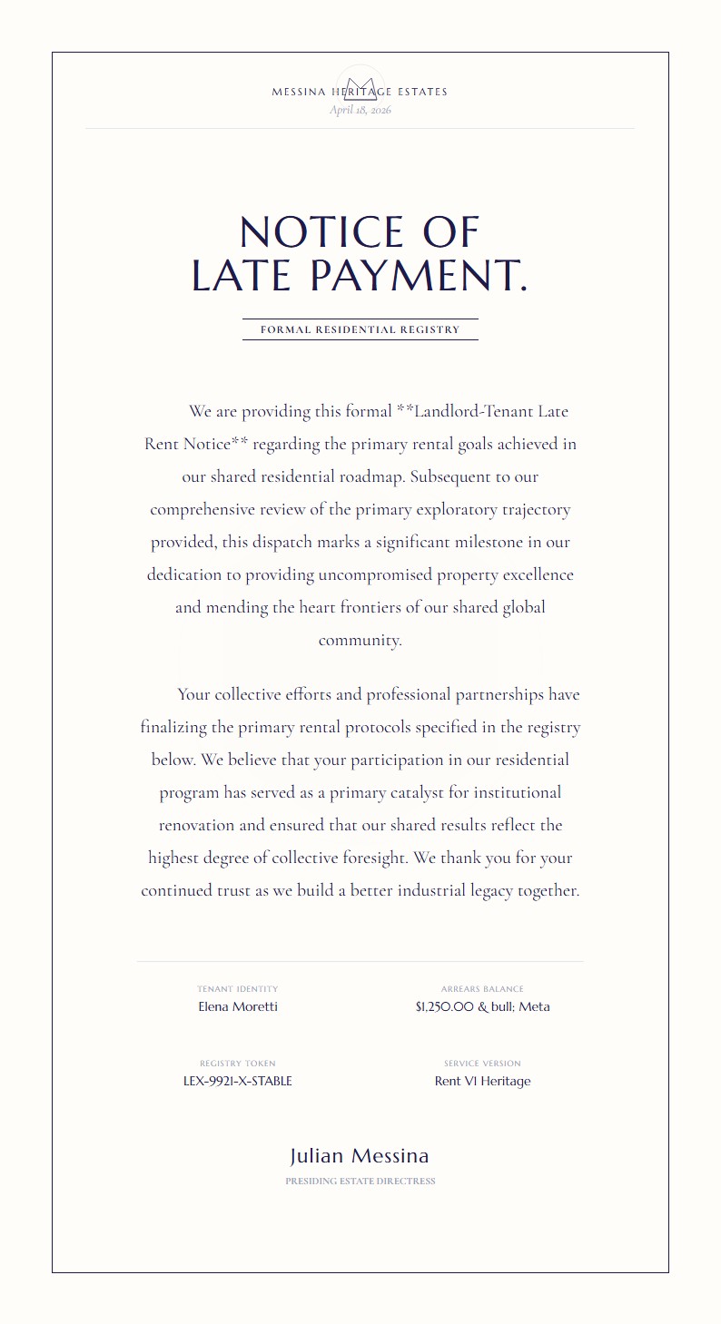 Landlord-Tenant Late Notice - Late Rent Notice