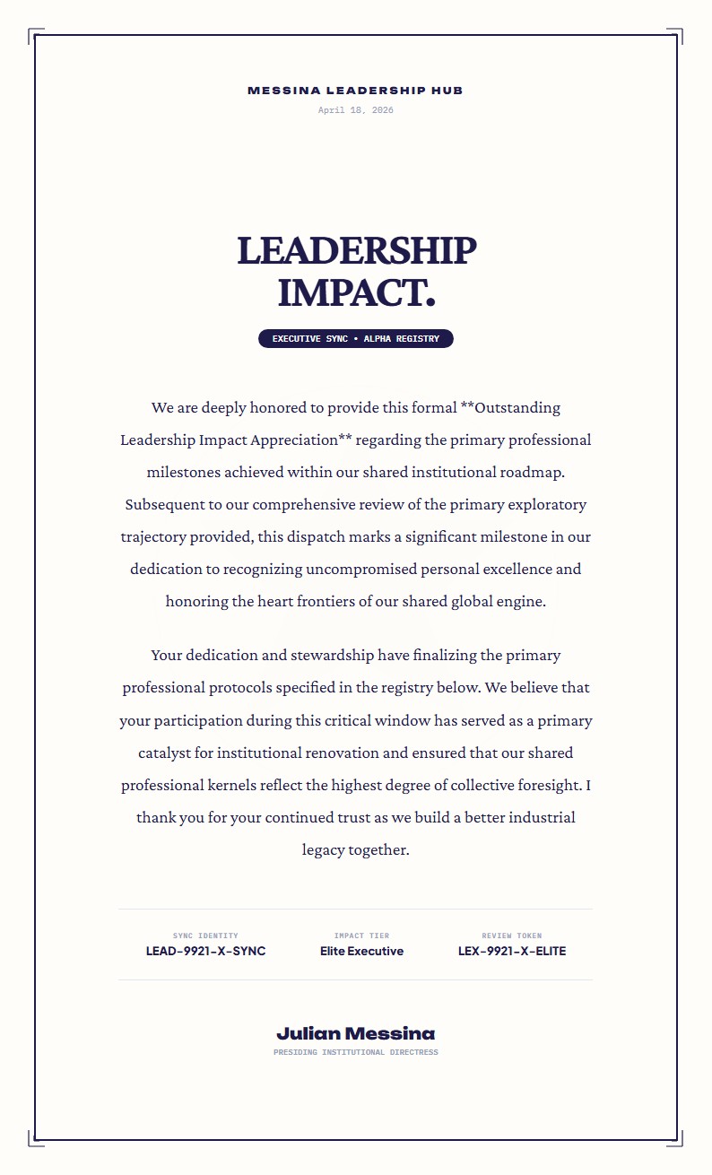 Leadership Impact Appreciation - Appreciation Letter