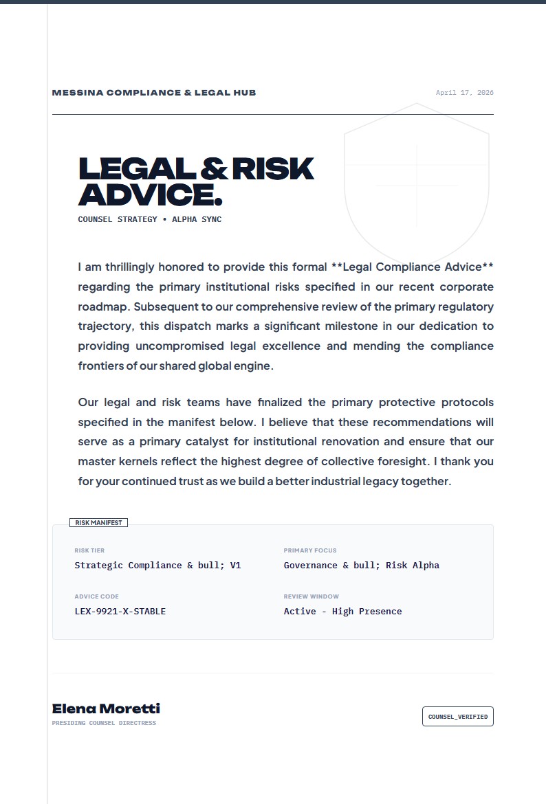 Legal Compliance & Risk Management Advice - Advice Letter