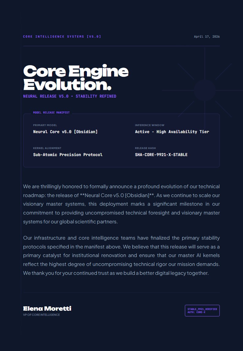Neural Core v5.0 Model Release - Announcement Letter