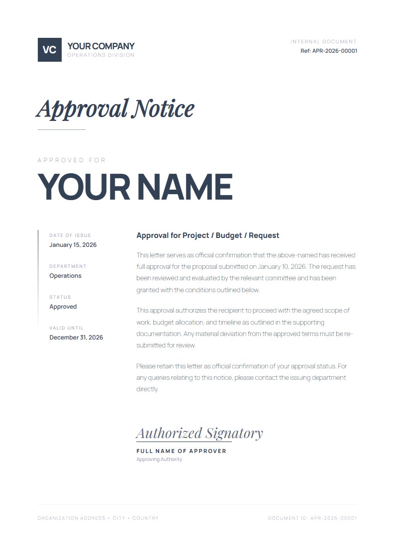 Official Project Approval Letter - Approval Letter