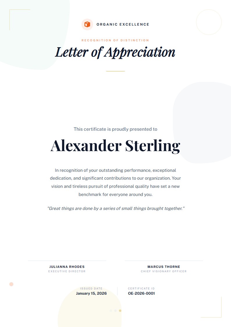 Outstanding Contributor Appreciation - Appreciation Letter Template