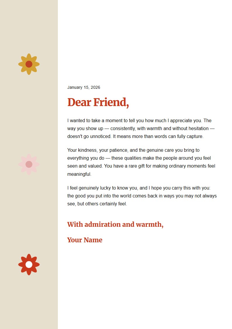 心からの個人的な称賛レター - 称賛レター